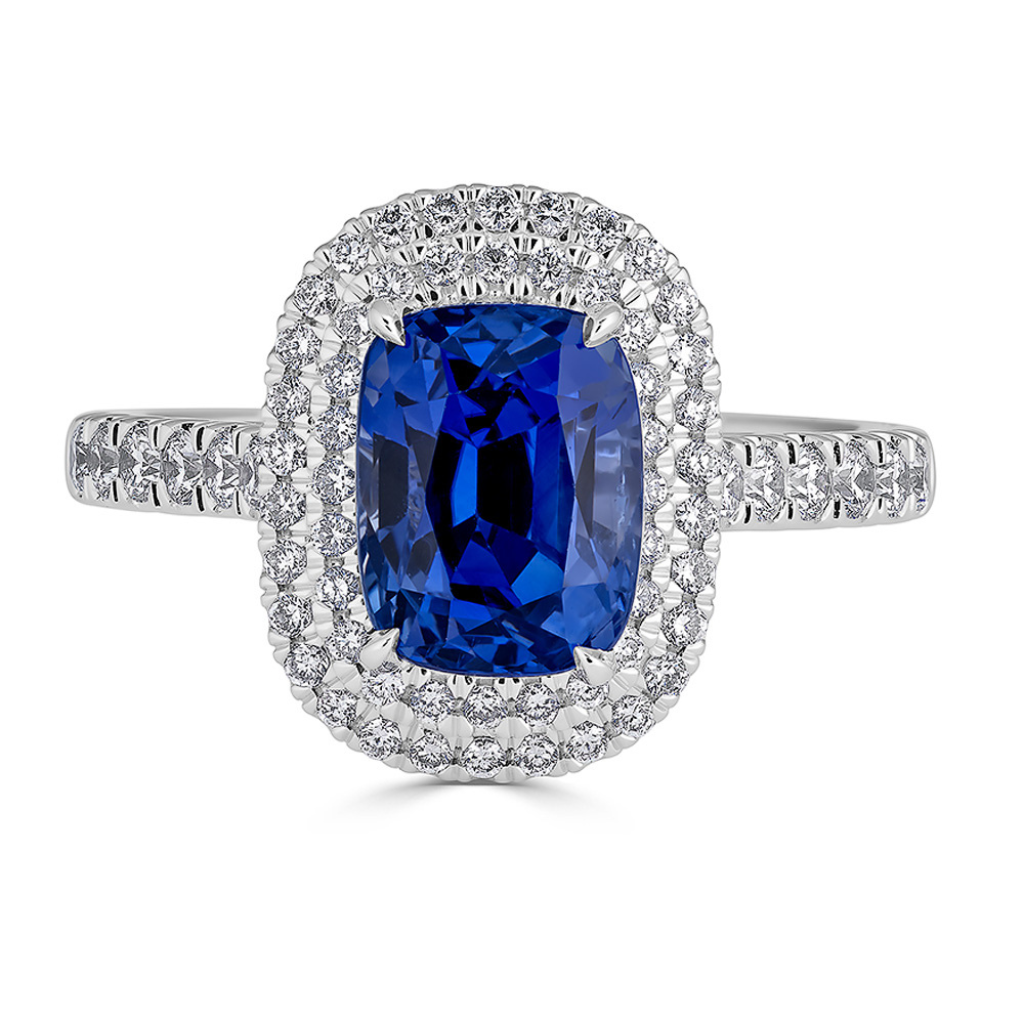 Sapphire & Diamond Halo Ring