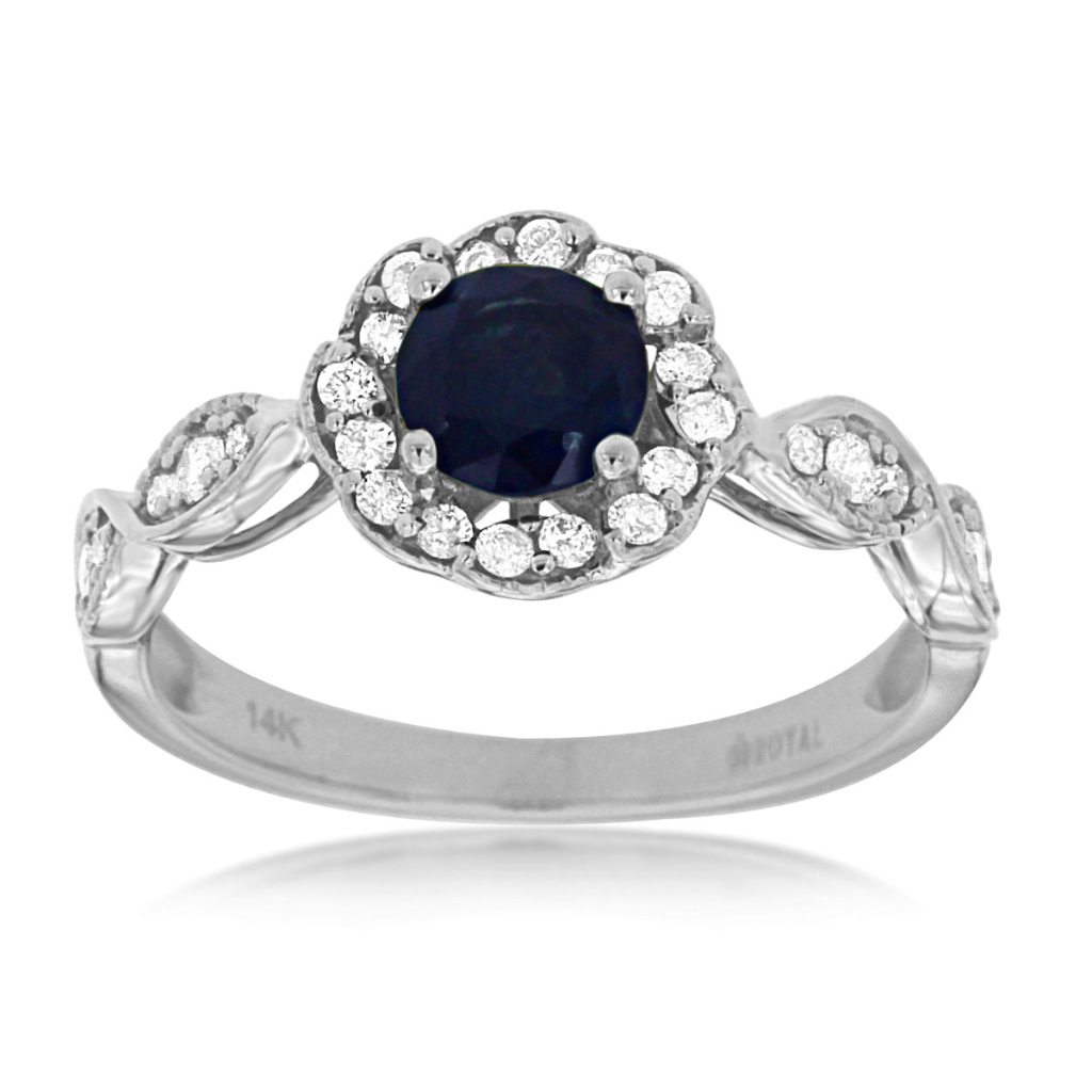 Sapphire Scalloped Halo Ring