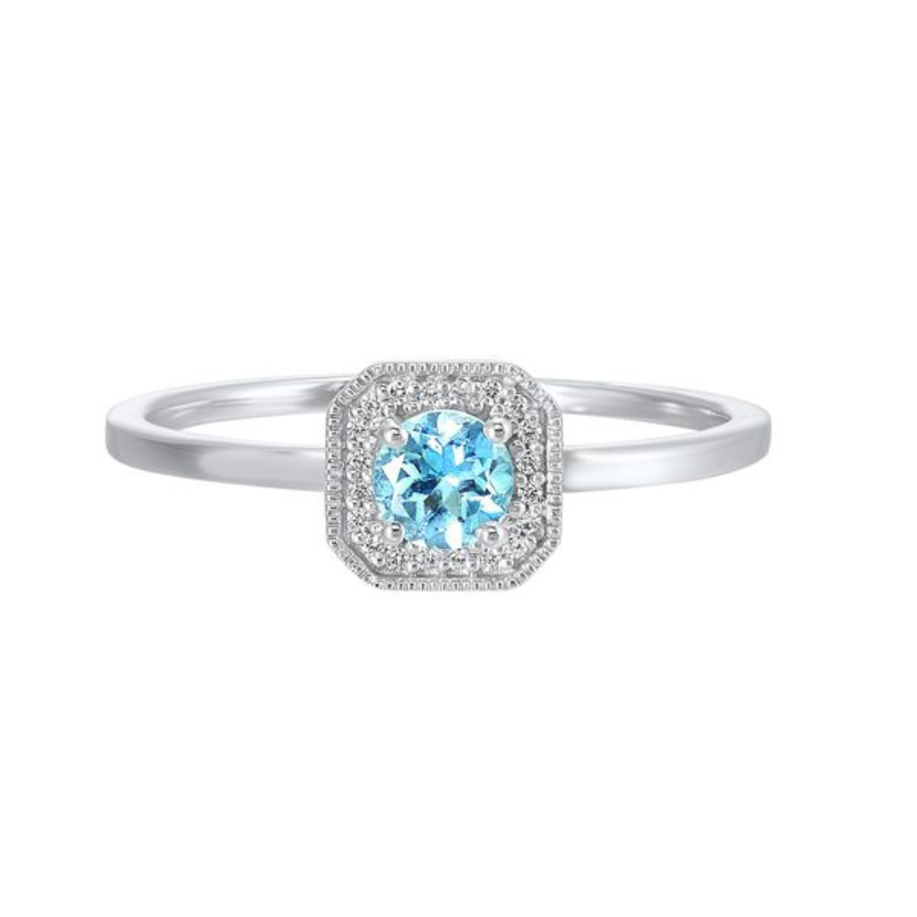 Blue Topaz & Diamond Ring