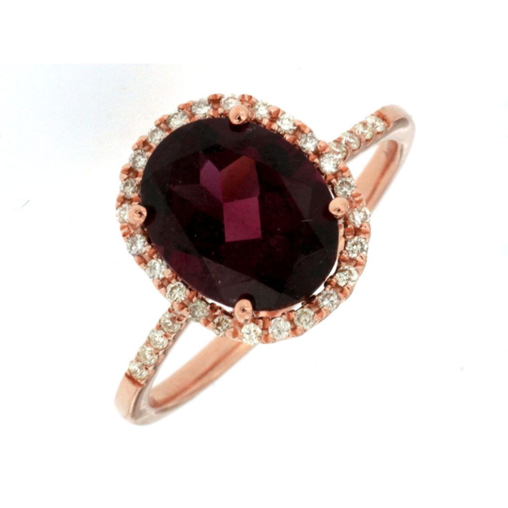 Garnet & Diamond Halo Ring