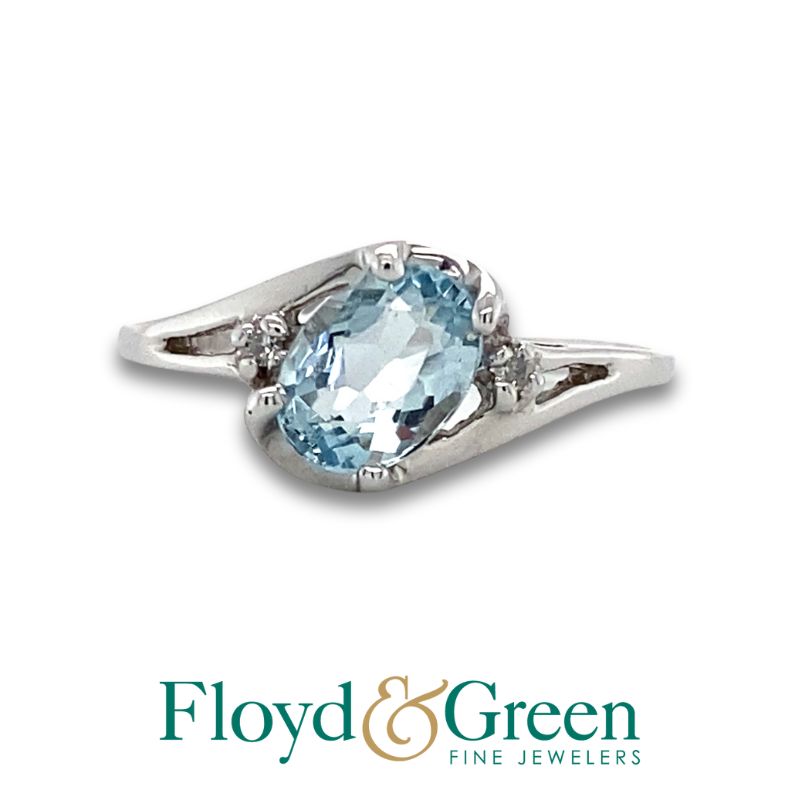 Aquamarine & Diamond Ring