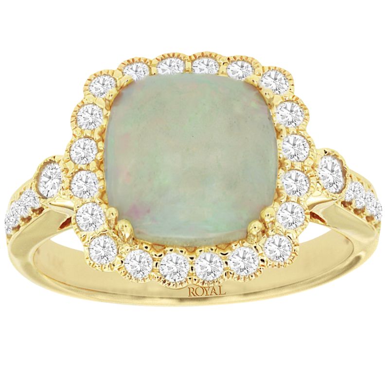 Opal & Diamond Milgrain Halo Ring