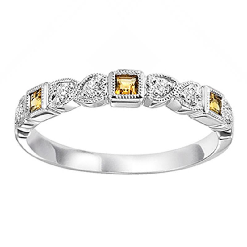 Citrine & Diamond Stackable Ring