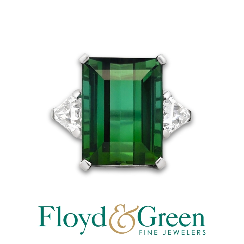 Green Tourmaline & Diamond Ring