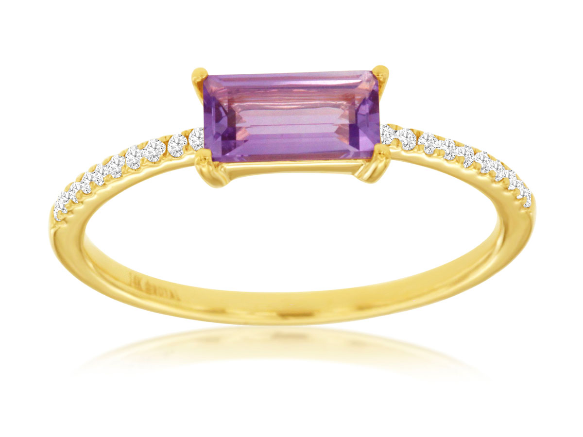 East to West Amethyst & Diamond Ring