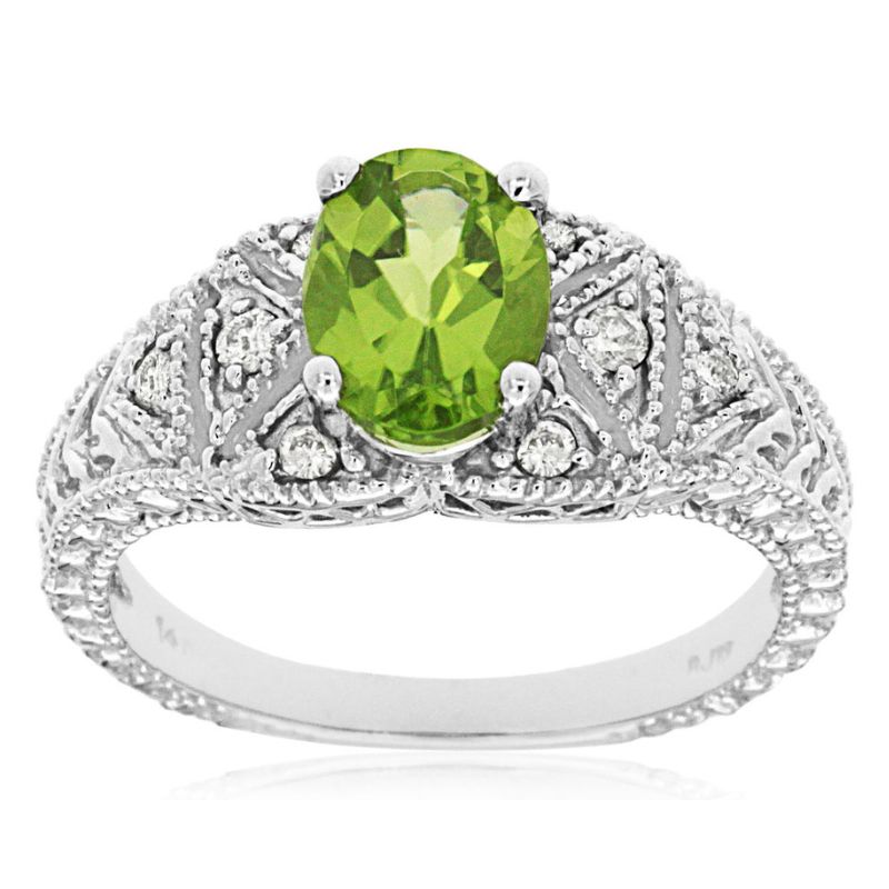 Peridot & Diamond Vintage Style Ring