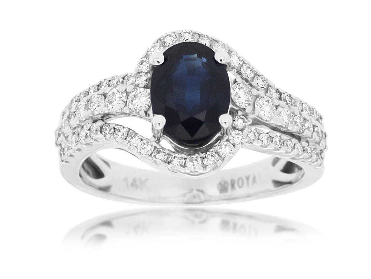 Sapphire & Diamond Halo Bypass Ring