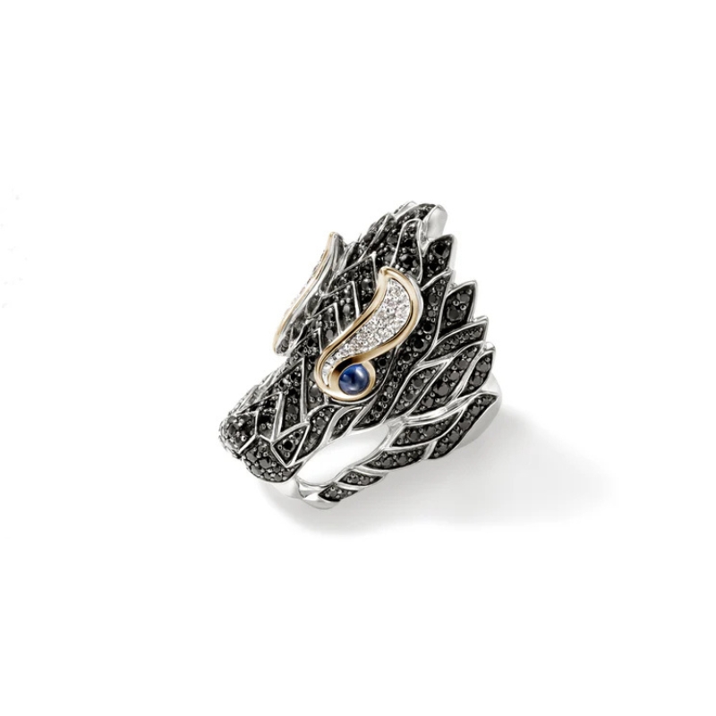 JOHN HARDY Naga Heritage Diamond & Black Sapphire Ring