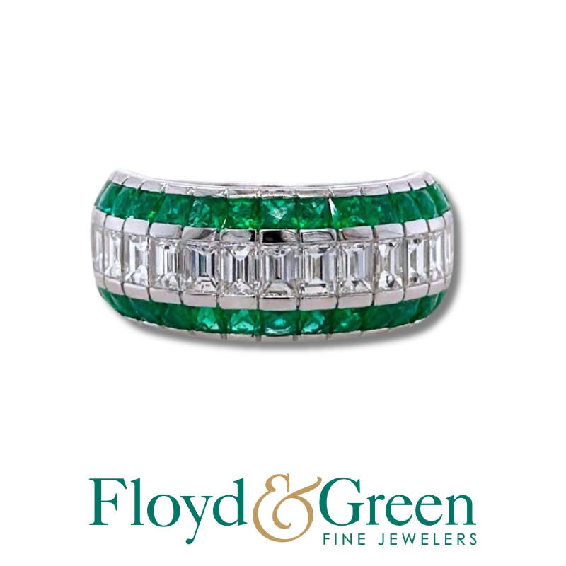 Carre Emerald & Diamond Band