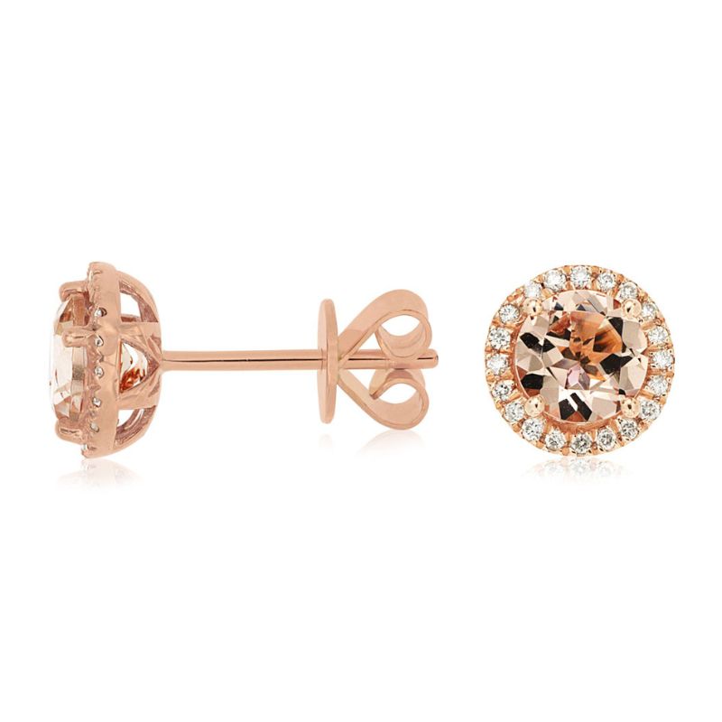 Morganite Halo Stud Earrings