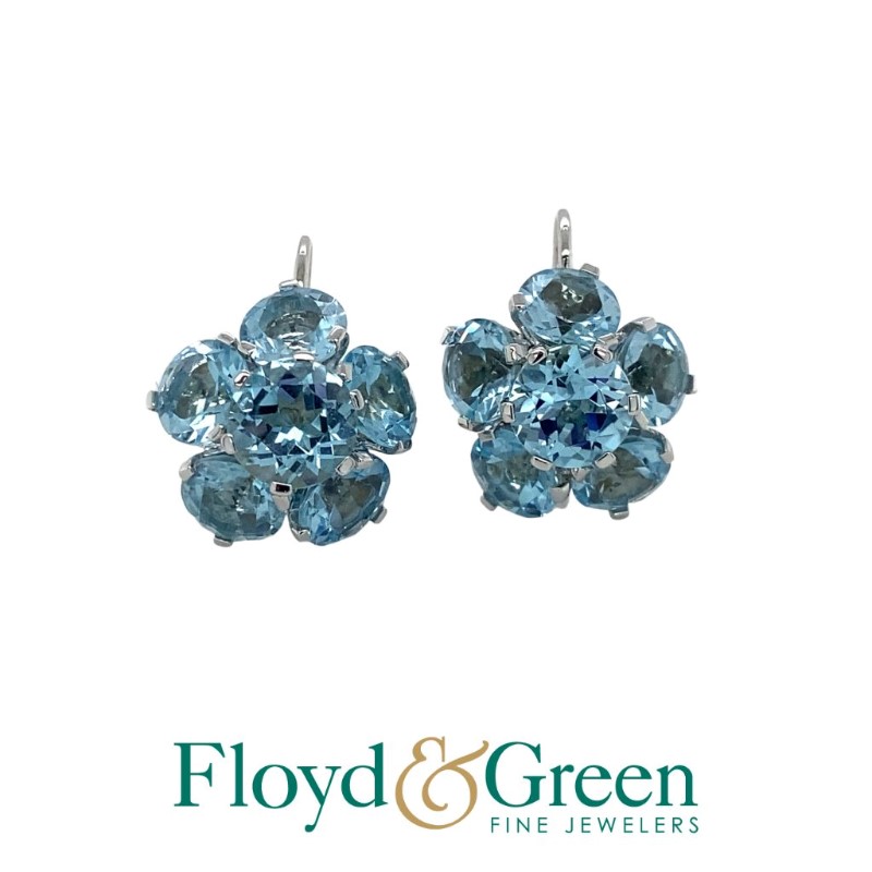 BLUE TOPAZ FLOWER EARRINGS