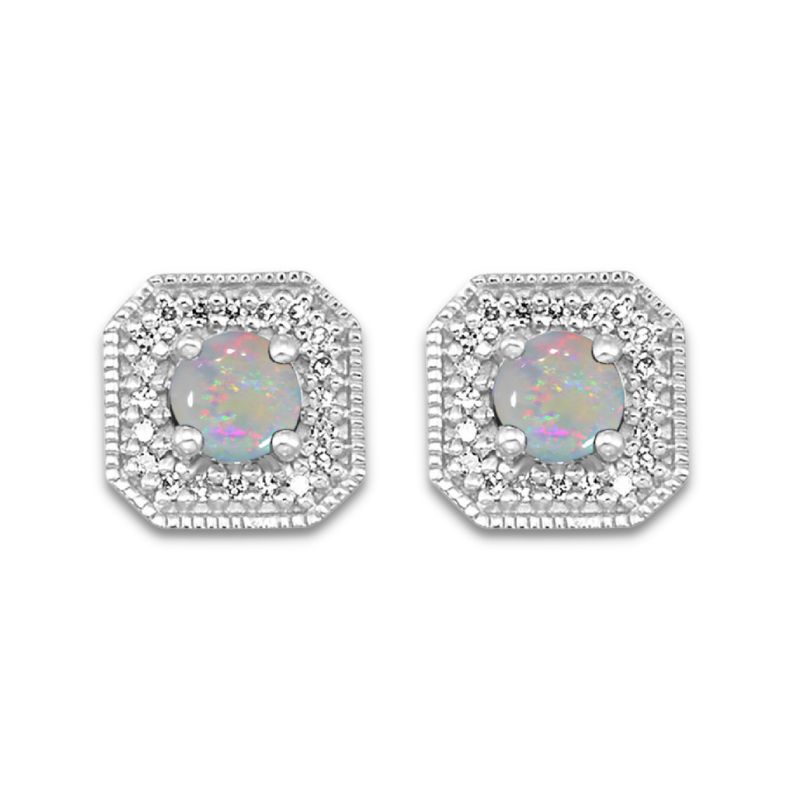 Opal & Diamond Stud Earrings