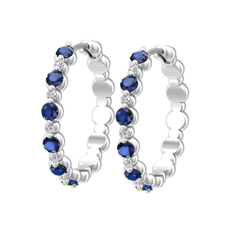 MARTIN FLYER Sapphire & Diamond Hoop Earrings