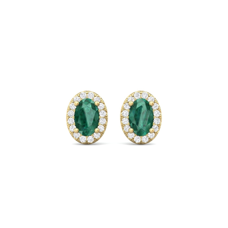 MARTIN FLYER Emerald Diamond Halo Earrings