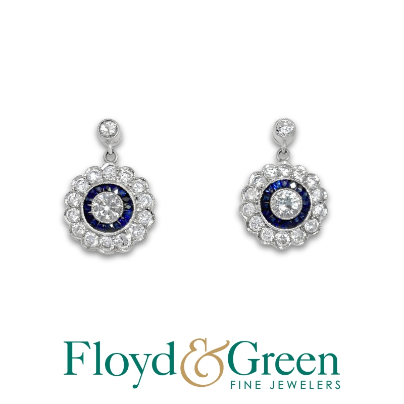 Sapphire & Diamond Drop Earrings