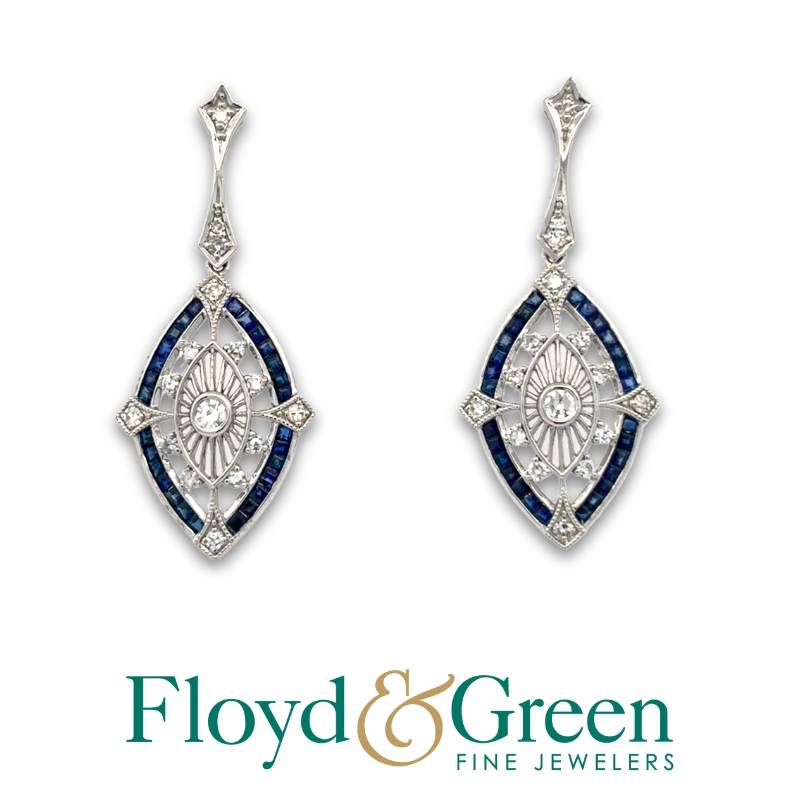 Sapphire & Diamond Drop Earrings