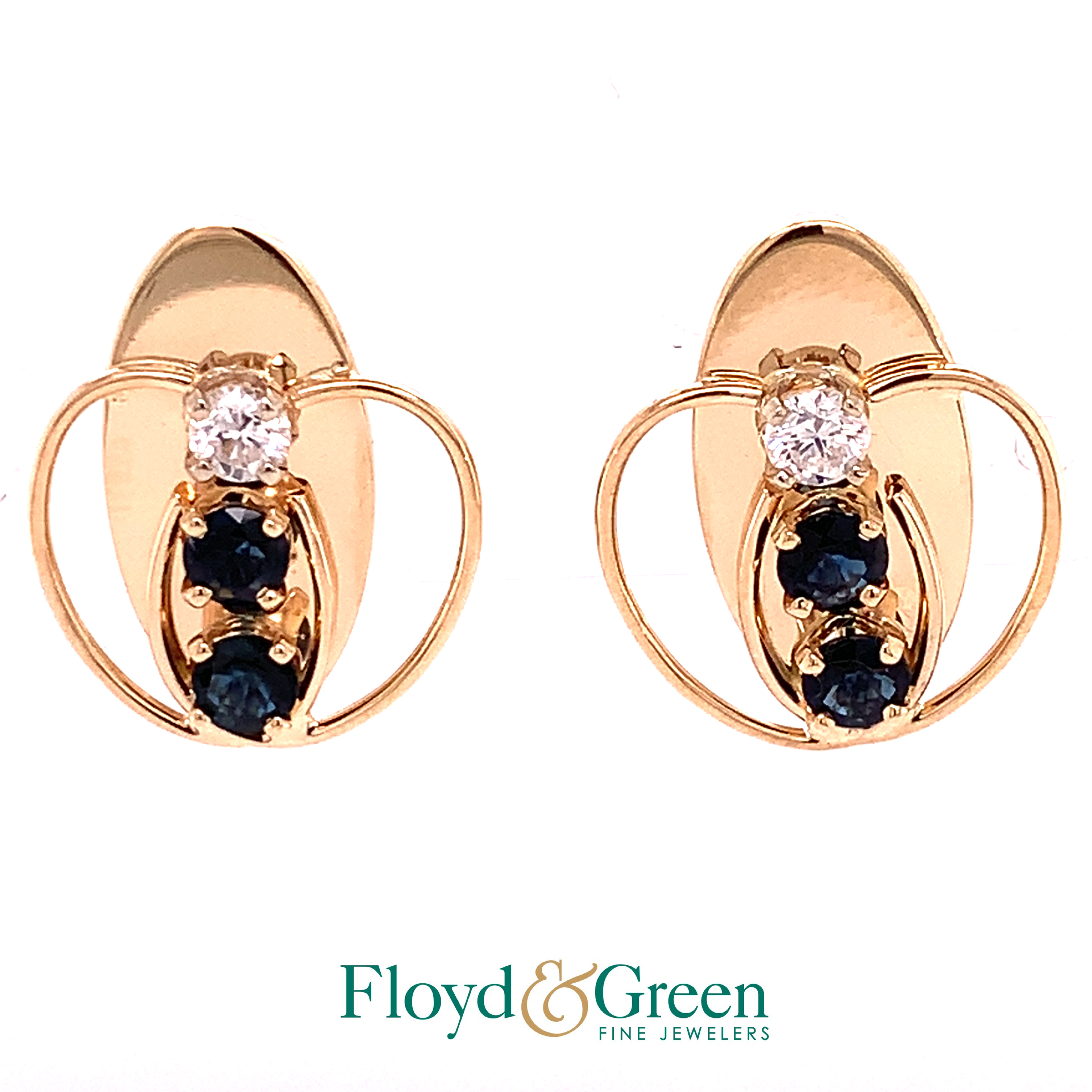 Diamond & Sapphire Clip-On Earrings