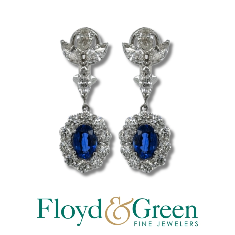 Sapphire & Diamond Dangle Earrings