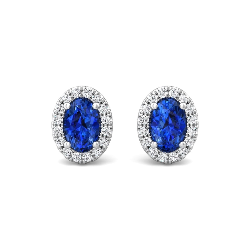 MARTIN FLYER Sapphire Diamond Halo Earrings