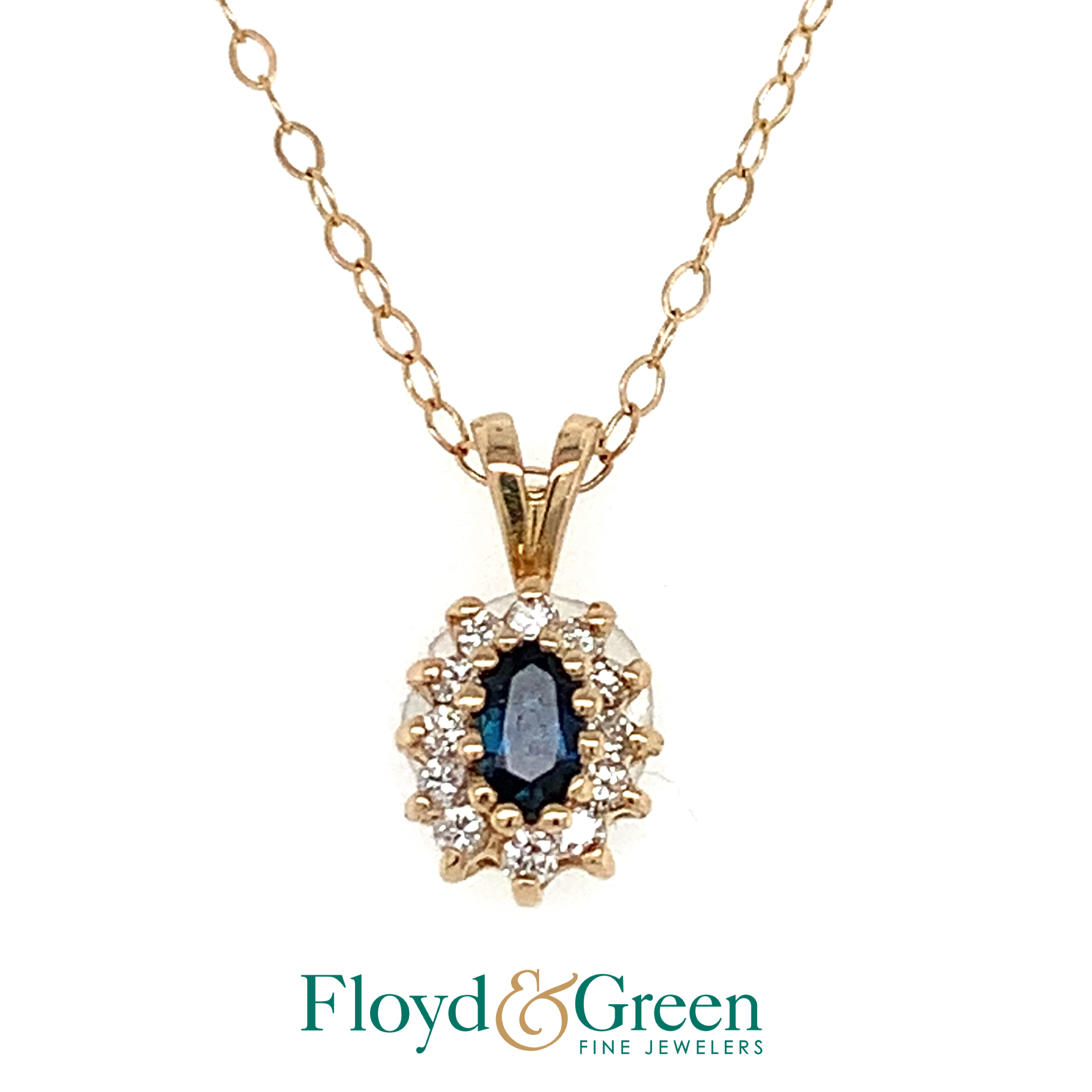Diamond & Sapphire Pendant Necklace