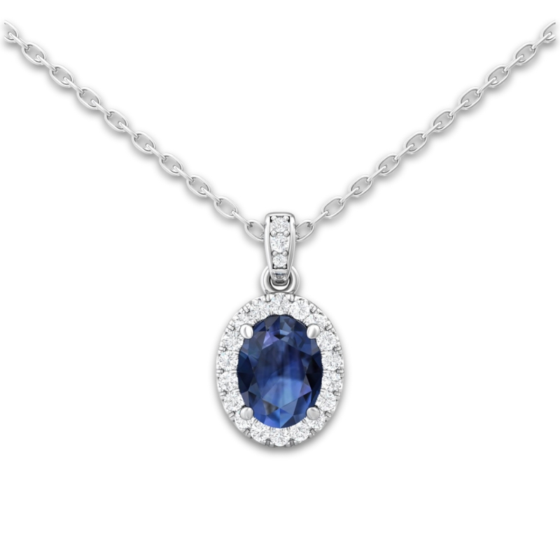 MARTIN FLYER Sapphire & Diamond Halo Pendant