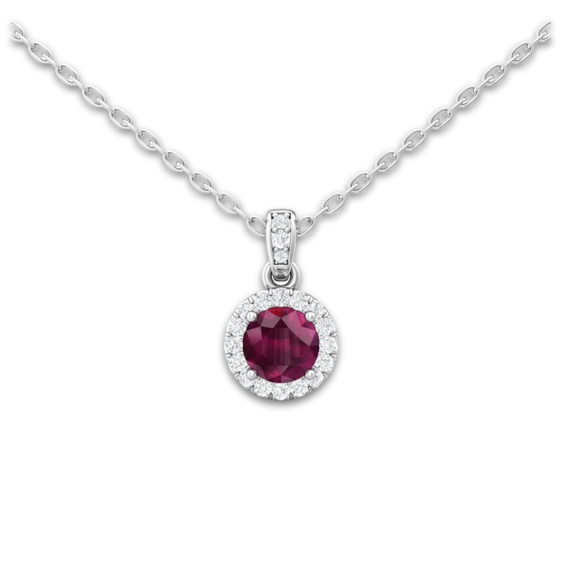 MARTIN FLYER Ruby & Diamond Halo Pendant