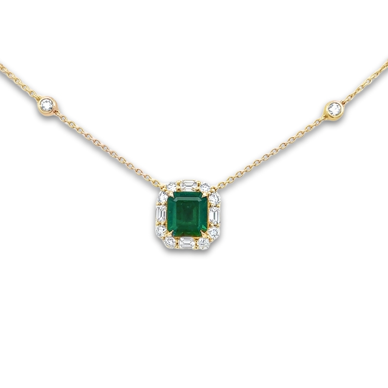 MARTIN FLYER Emerald & Diamond Halo Pendant