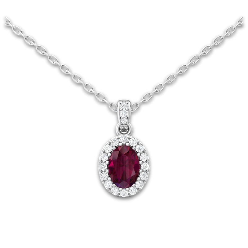 MARTIN FLYER Ruby & Diamond Halo Pendant