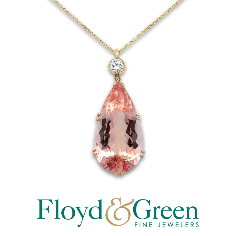 Pink Morganite & Diamond Pendant Necklace