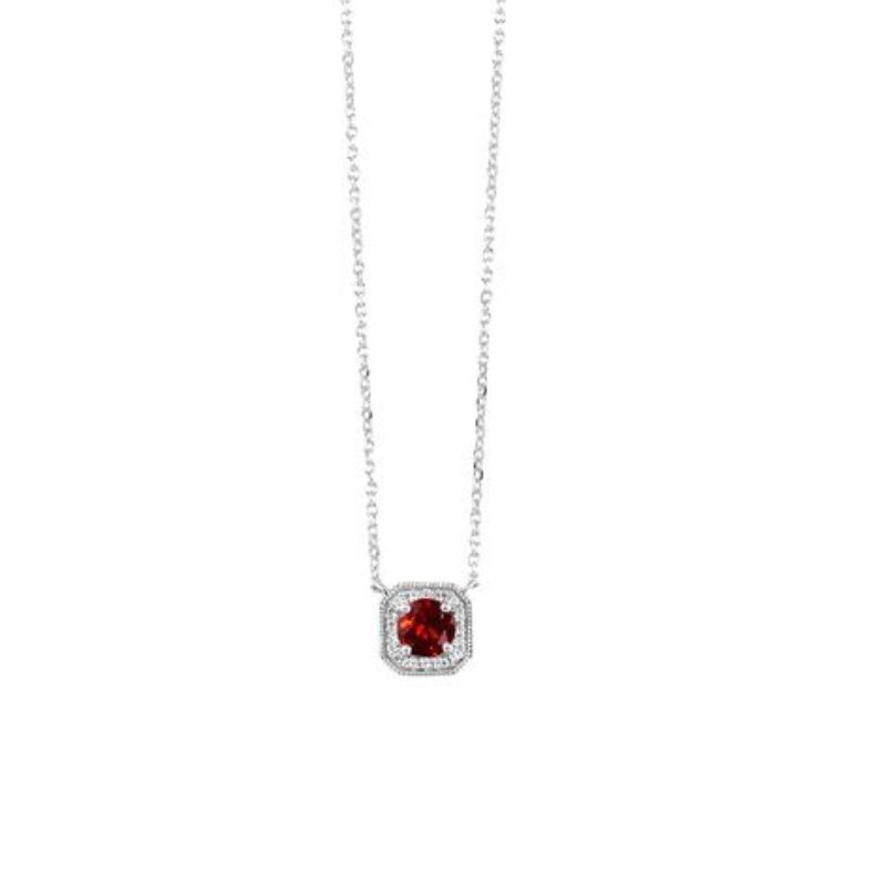 Garnet & Diamond Pendant Necklace