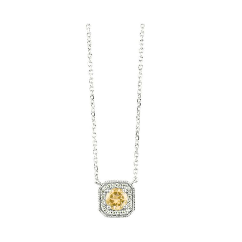 Citrine & Diamond Pendant Necklace