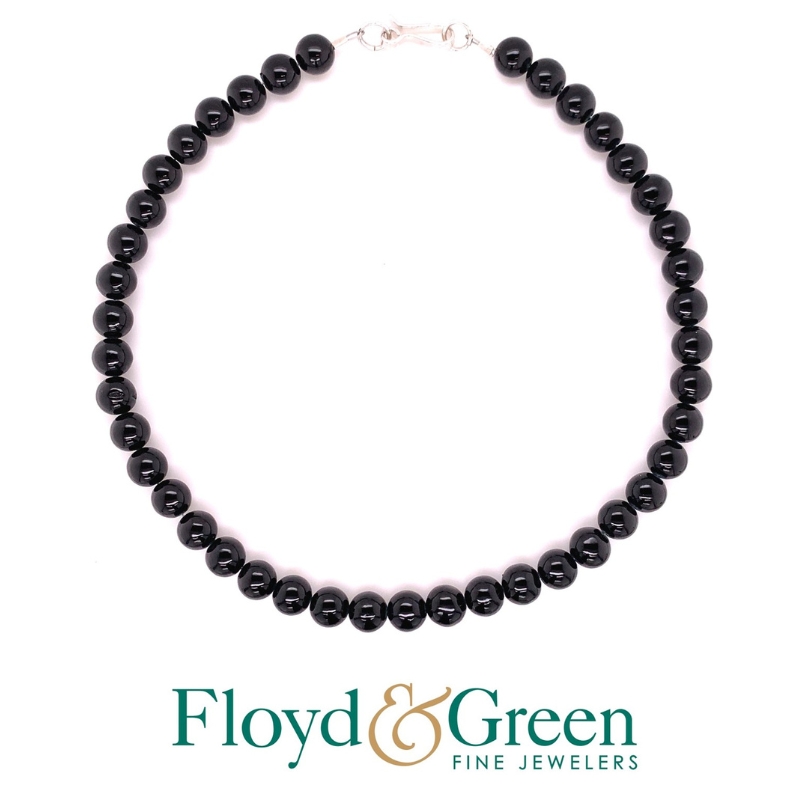 Black Glass Beaded Necklace