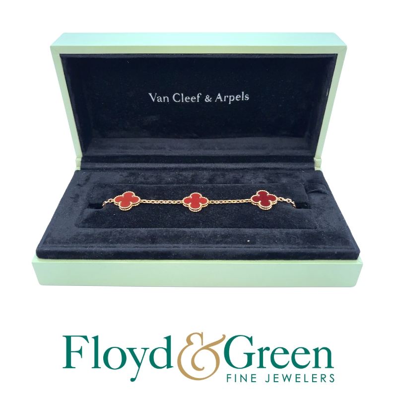 VAN CLEEF & ARPELS Carnelian Alhambra Bracelet