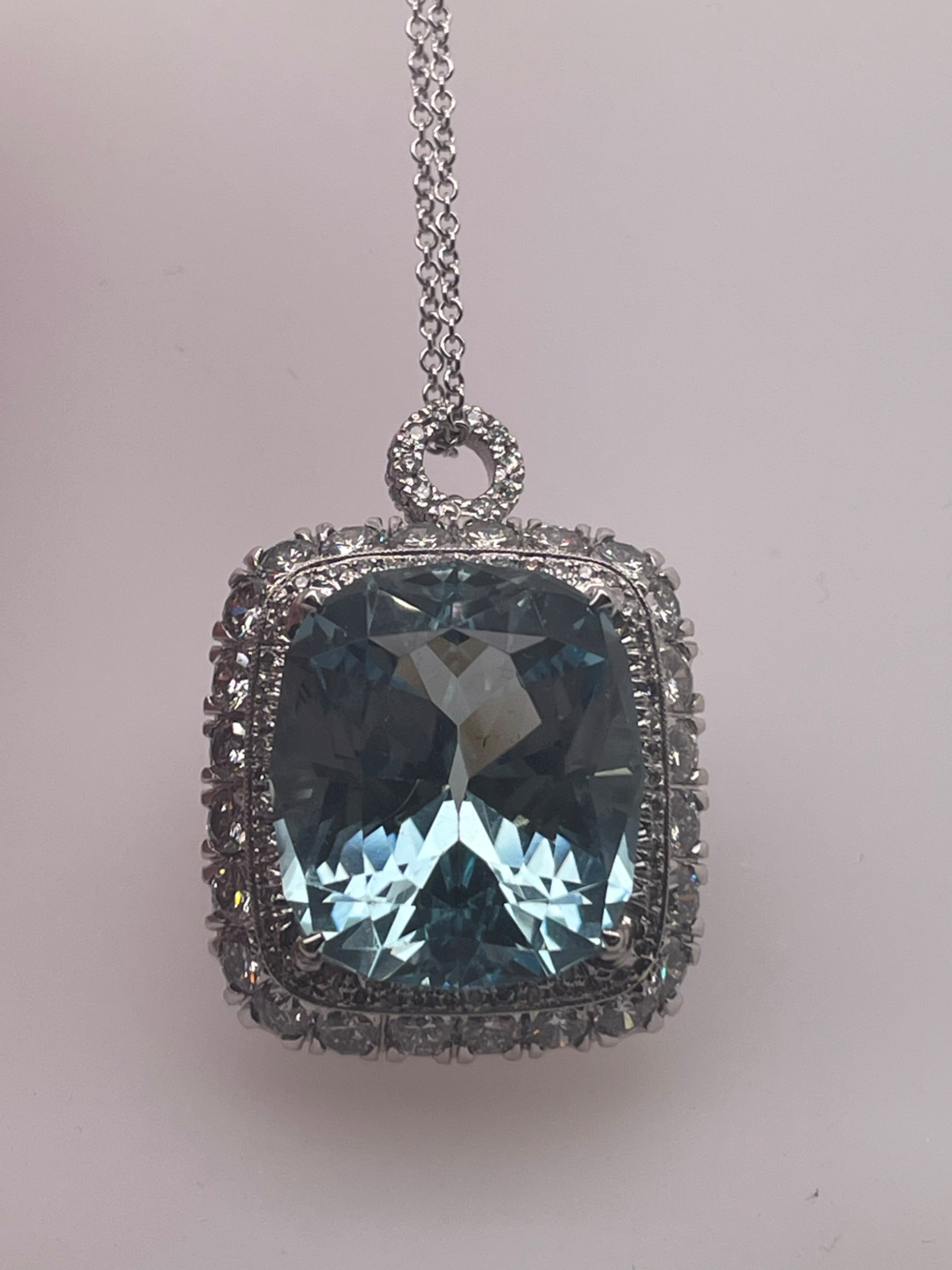 S/O- Aquamire And Diamond Pendant That Converts To A Ring 24.04Ct Aquamarine & 5.00Ctw Diamonds