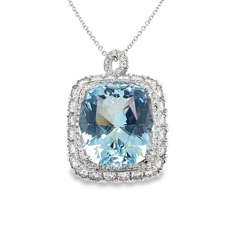 Convertible Aquamarine & Diamond Ring/Pendant Necklace