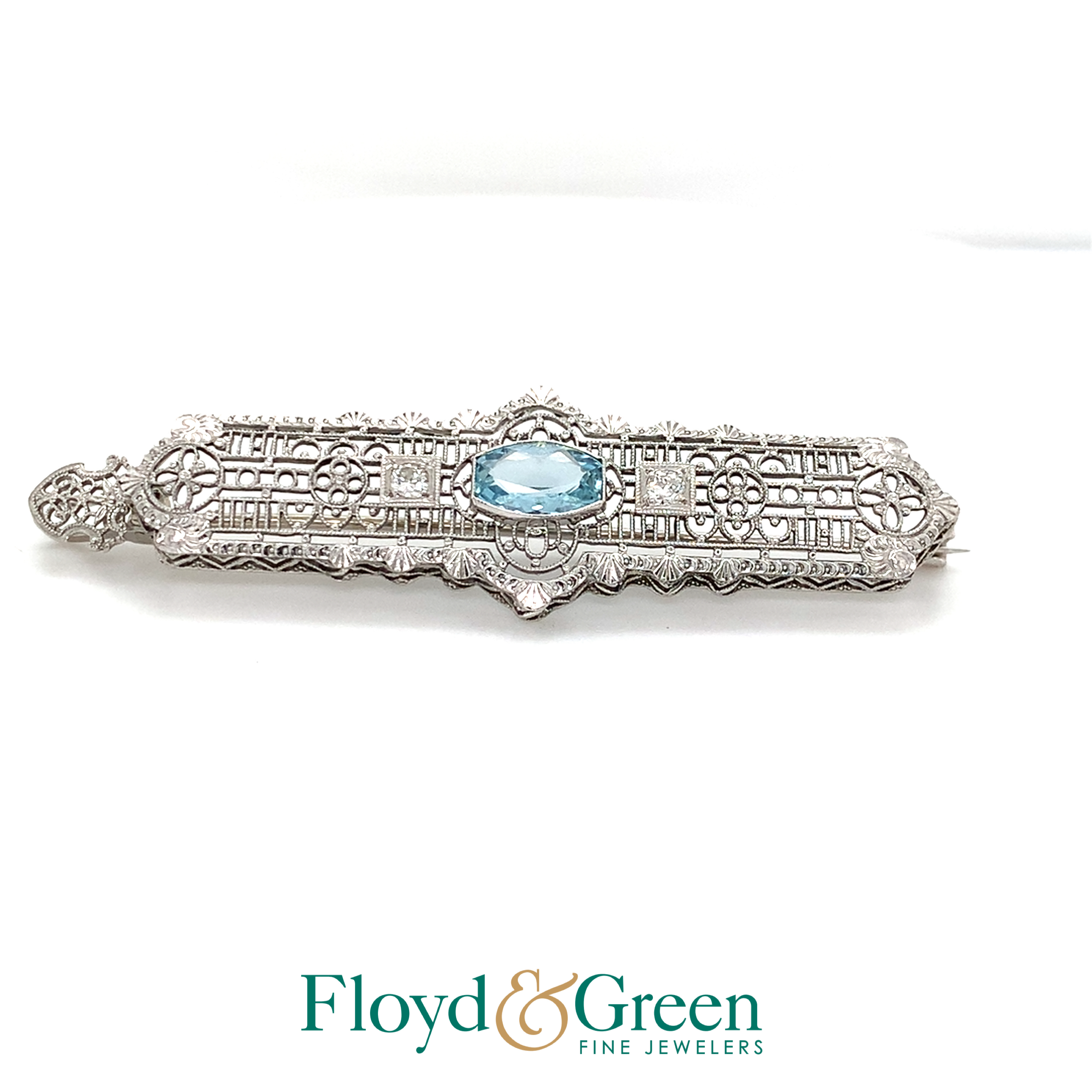 Diamond & Aquamarine Brooch