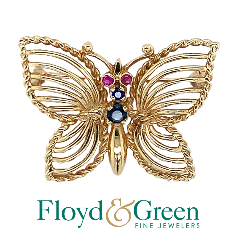 Ruby & Sapphire Butterfly Brooch