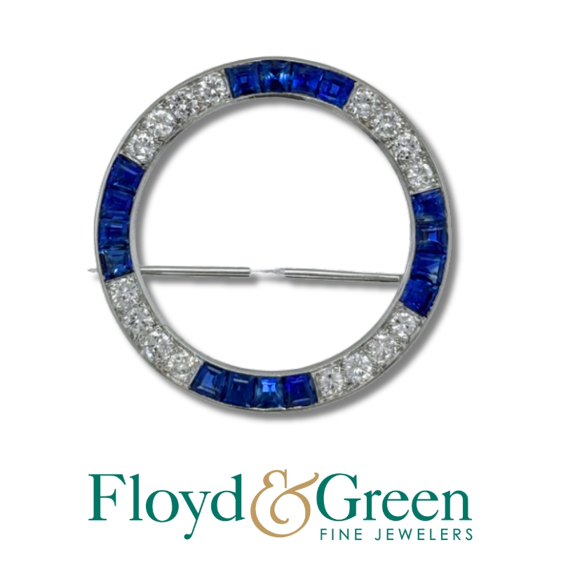 Art Deco Sapphire & Diamond Circle Pin