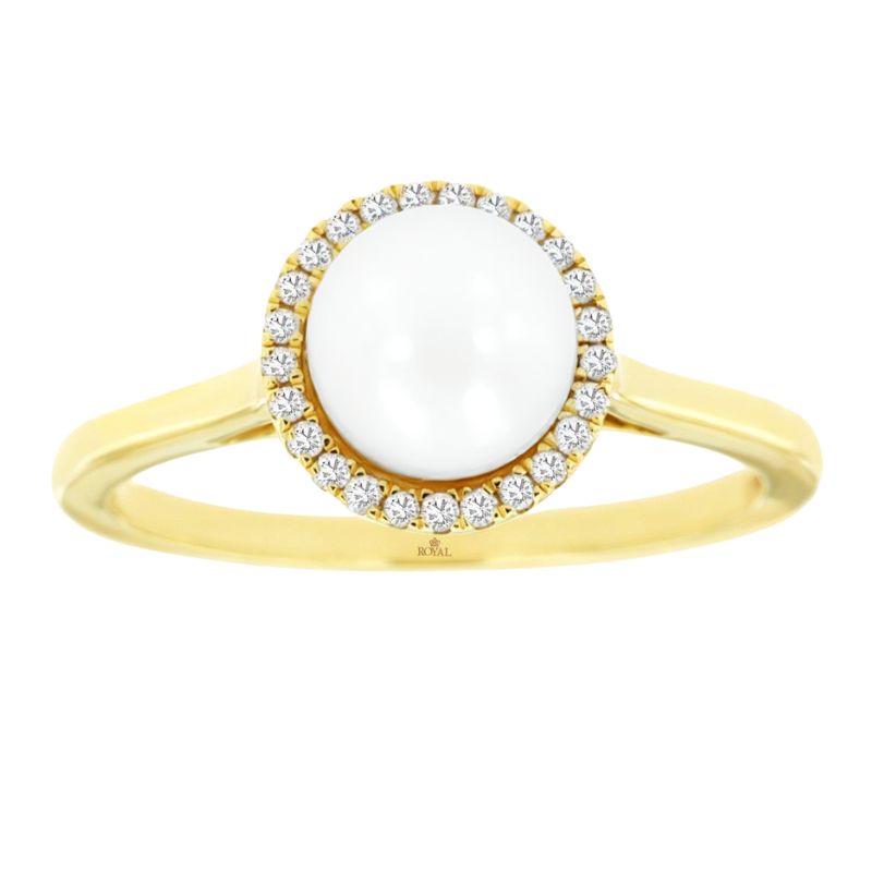 Pearl & Diamond Halo Ring