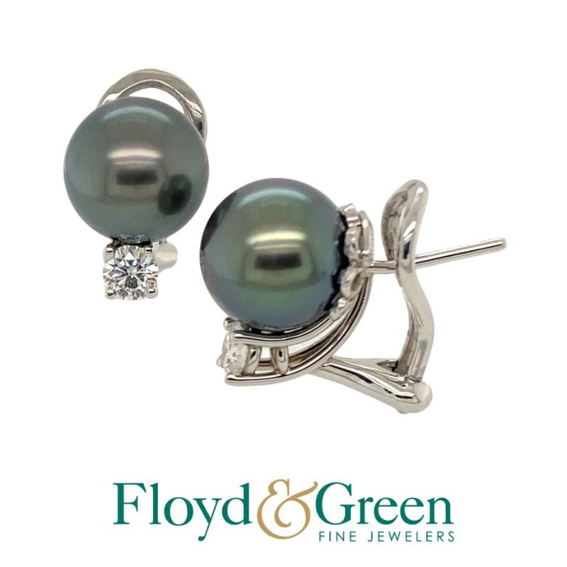 Tahitian Pearl & Diamond Earrings