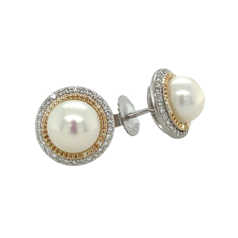 HONORA Pearl and Diamond Stud Earrings