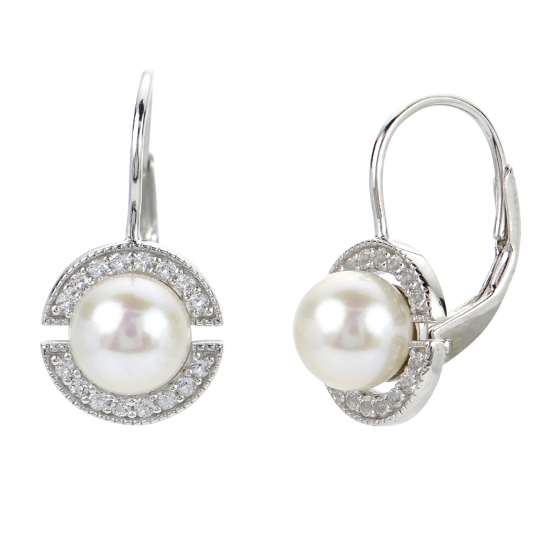 IMPERIAL PEARL White Topaz Half Circle Earrings