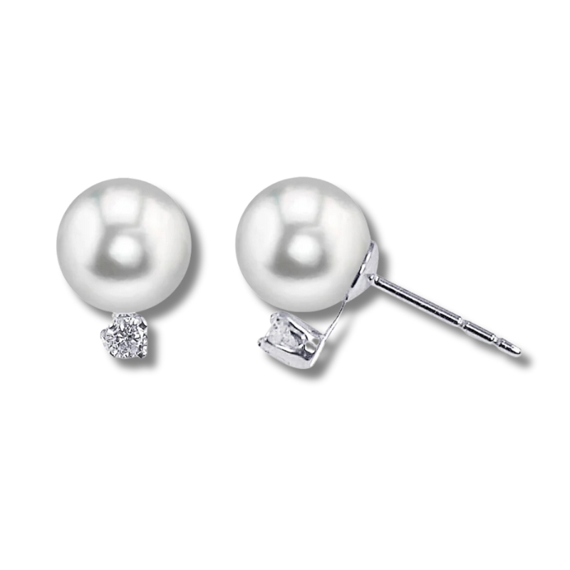 Pearl & Diamond Stud Earrings