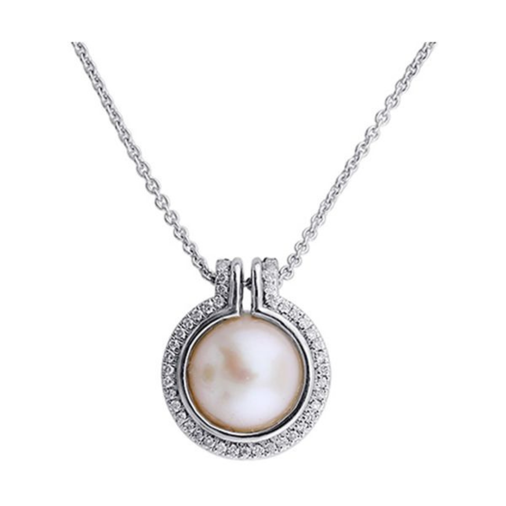 Pearl & Diamond Pendant Necklace