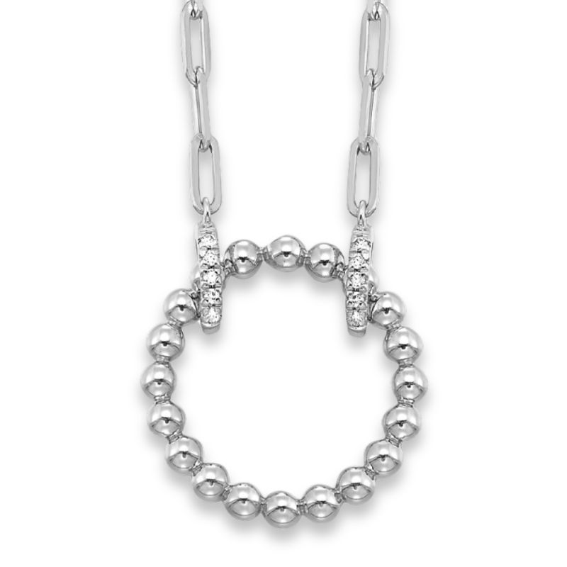 Beaded Circle Diamond Pendant Necklace