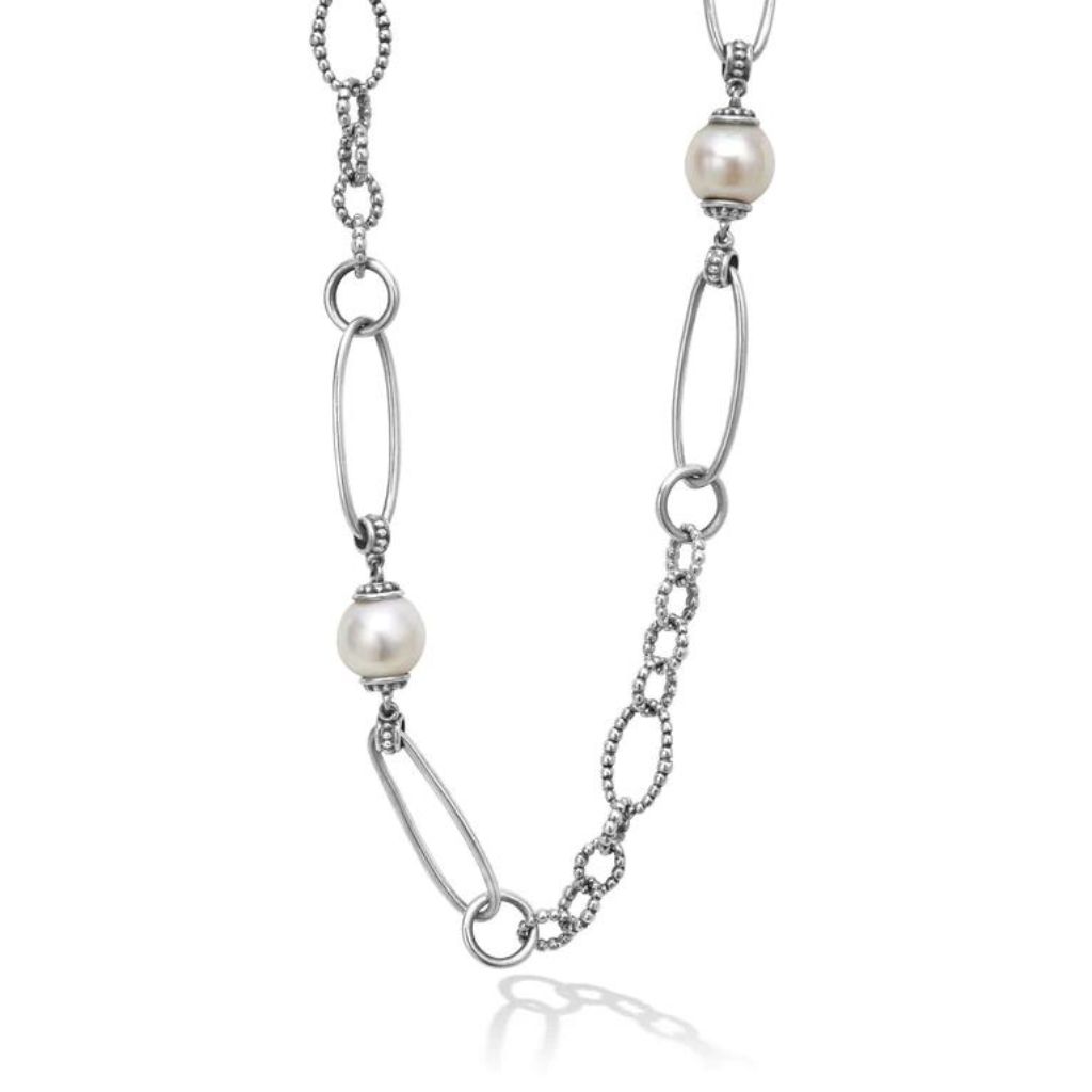 LAGOS Luna Pearl Oval Link Necklace