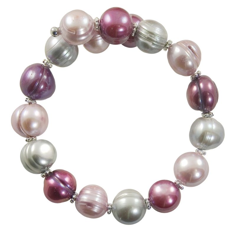 IMPERIAL PEARL Dyed Plum Lavander & Grey Wrap Bracelet