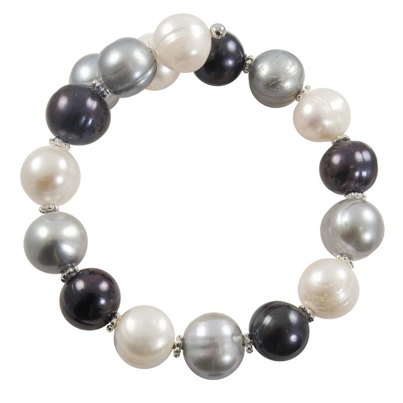 IMPERIAL PEARL Dyed Black White & Grey Wrap Bracelet