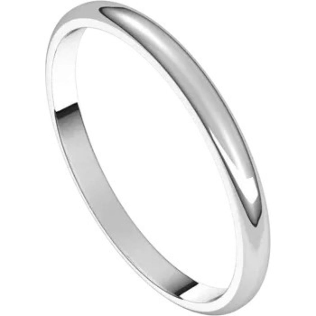 14KW 2MM Half Round Light Wedding Band: Size 7