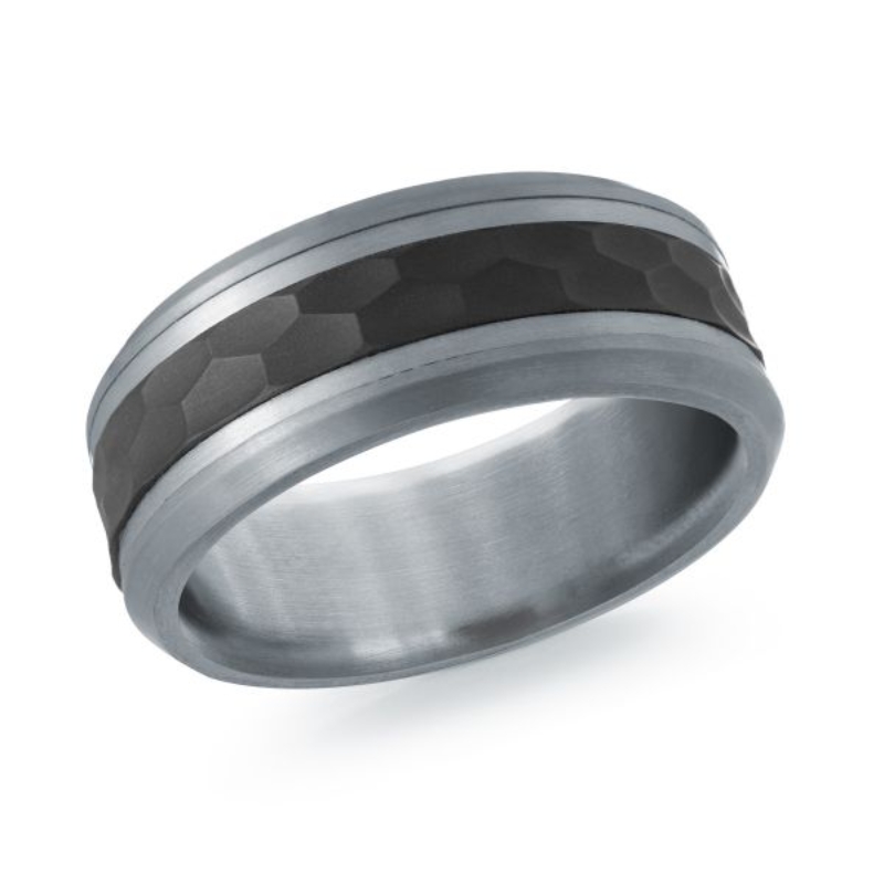 Mardini Hammered Center Wedding Band